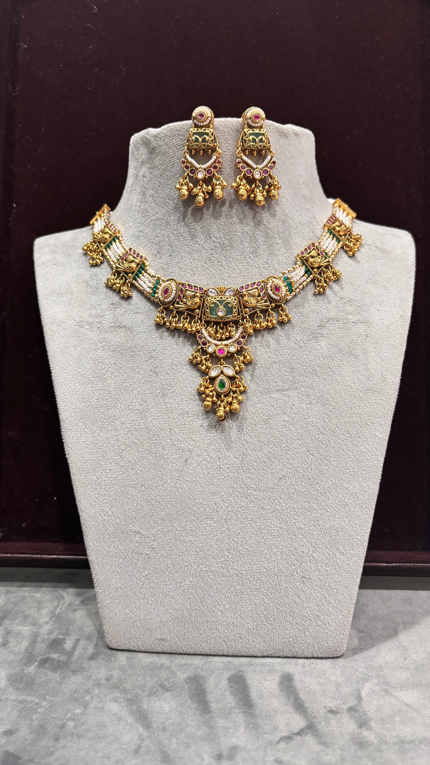 Rajeshwari Antique Temple Necklace Set