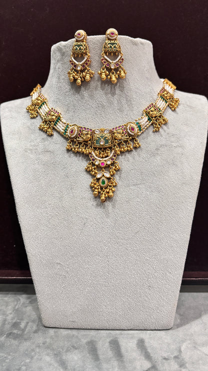 Rajeshwari Antique Temple Necklace Set