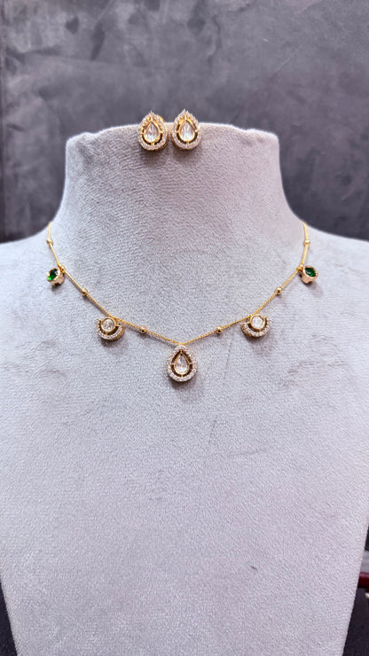 Kiara Emerald & Moissanite Drop Necklace Set