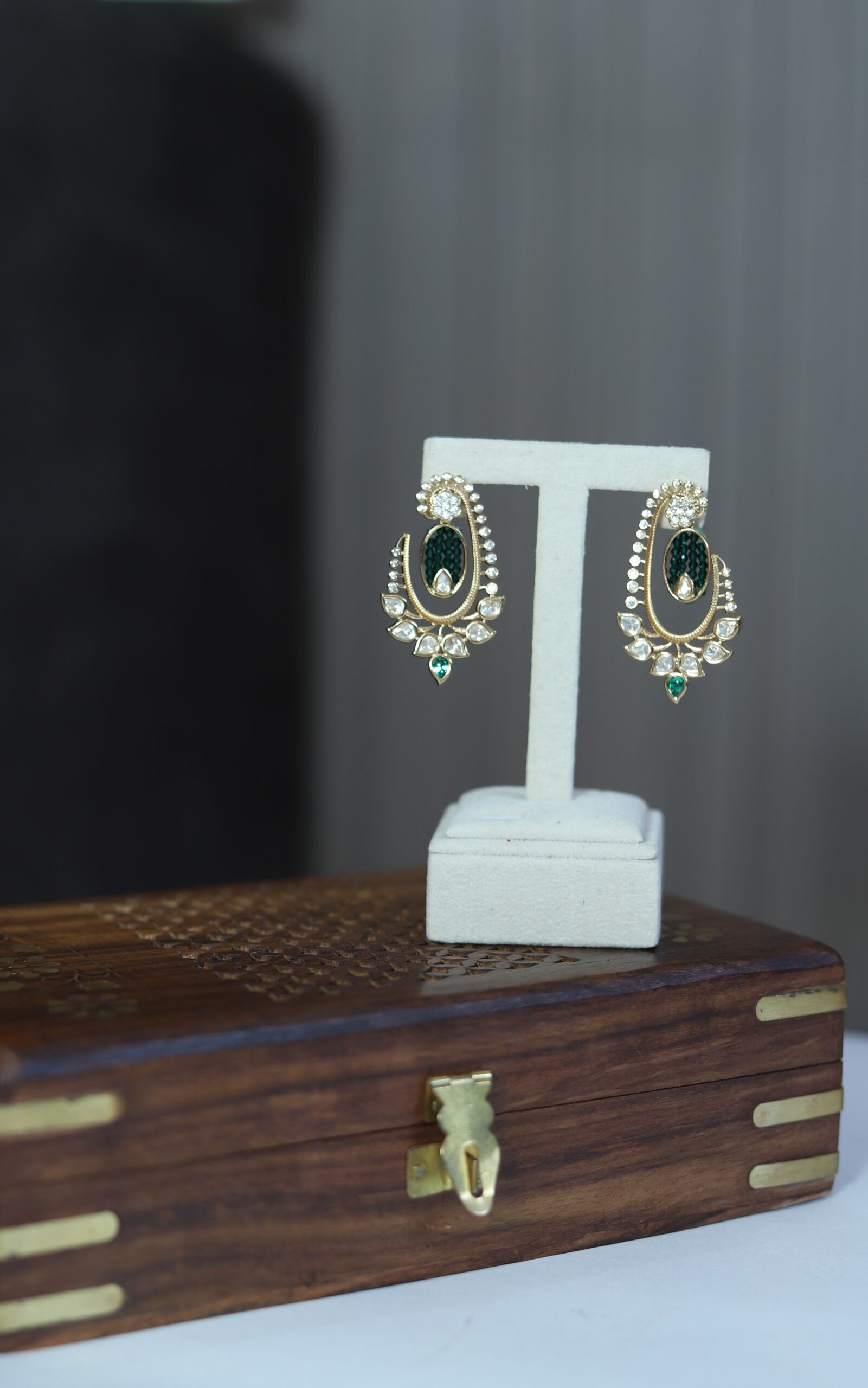 Meher Paisley Polki Moissanite Earrings - 