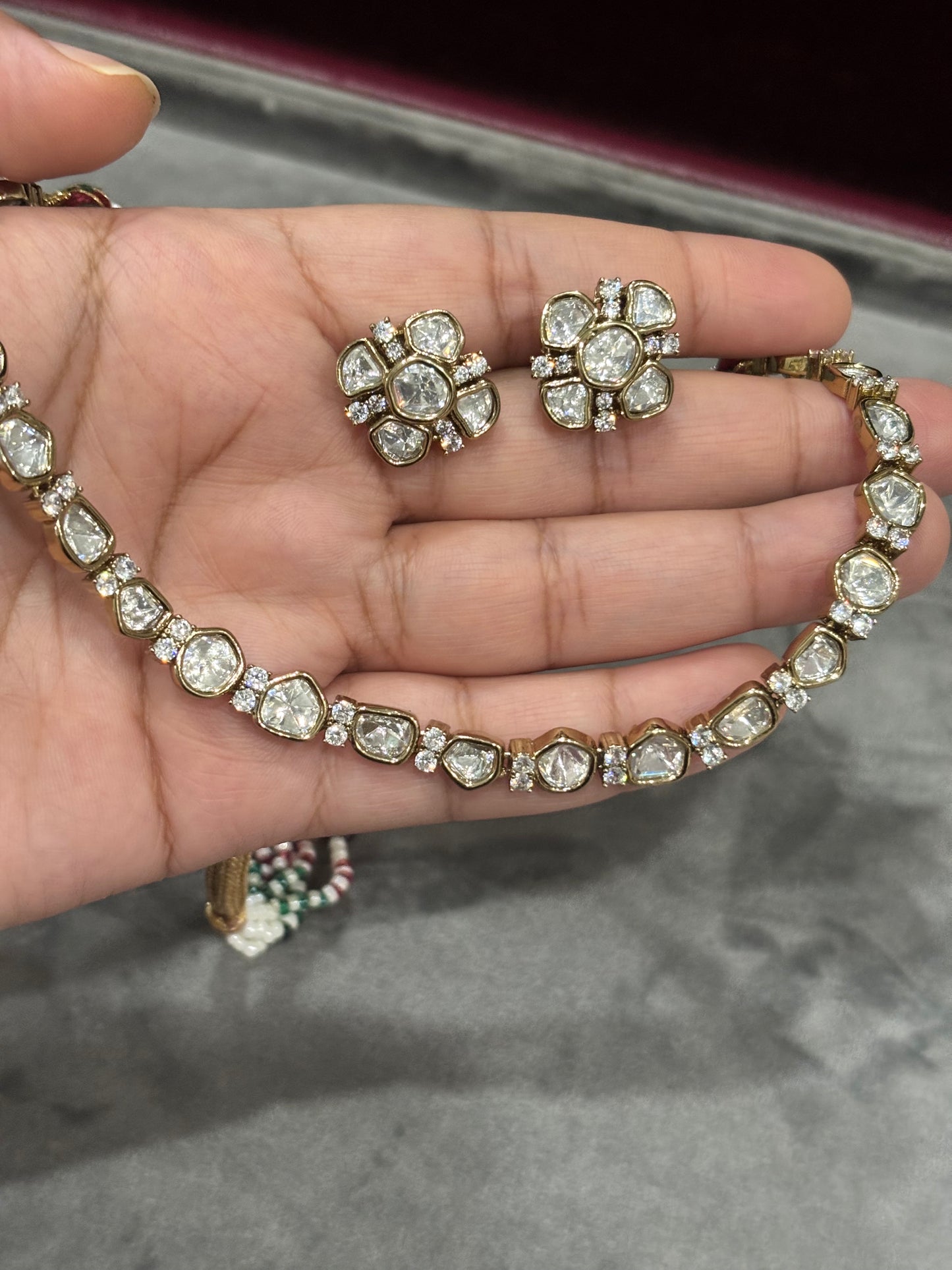 Myra Moissanite Single Layer Necklace Set