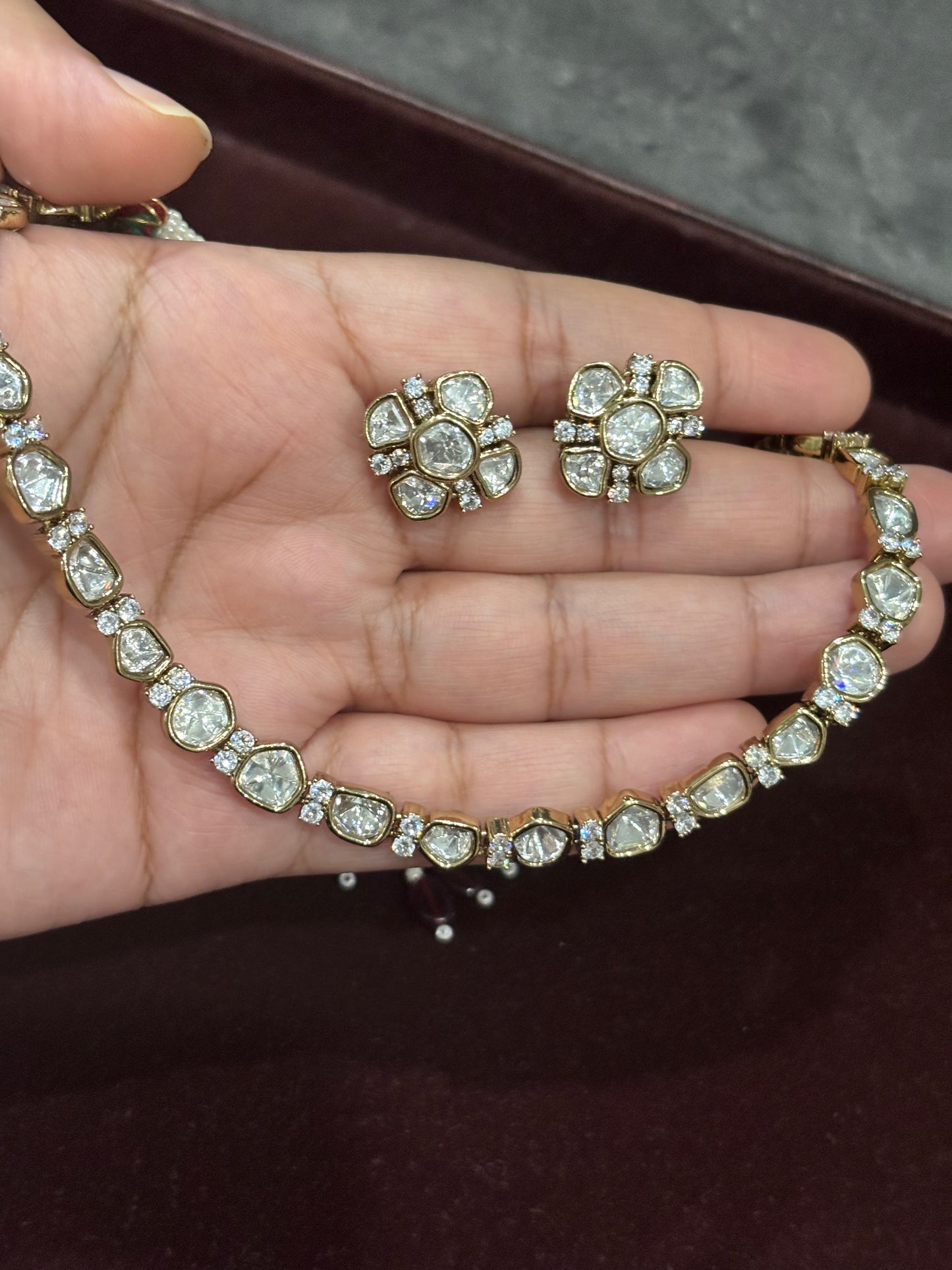Myra Moissanite Single Layer Necklace Set