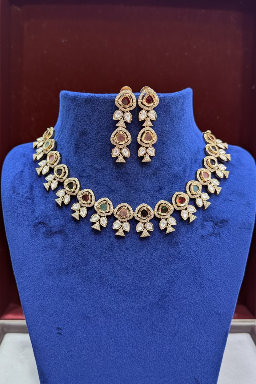 Mishka Navratna Victorian Necklace Set