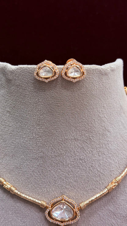 Aarna Mint Moissanite Hasli Necklace Set