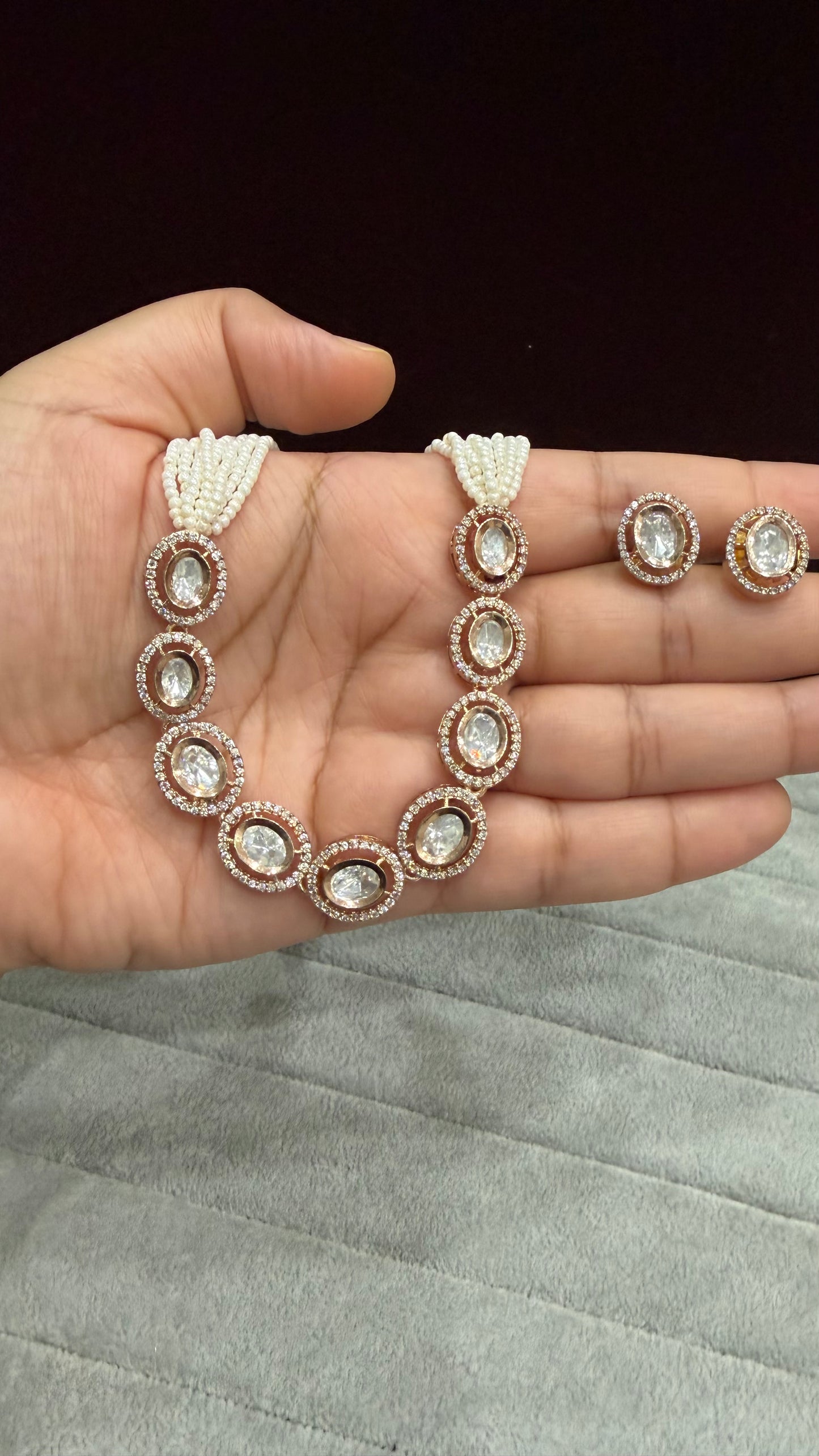 Myra Rose Gold Moissanite Necklace Set