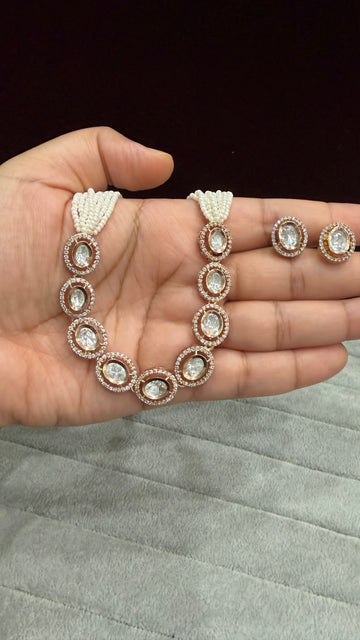 Myra Rose Gold Moissanite Necklace Set