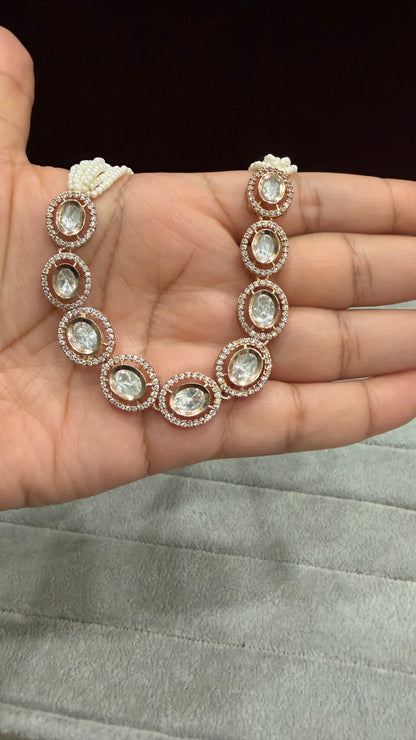 Myra Rose Gold Moissanite Necklace Set