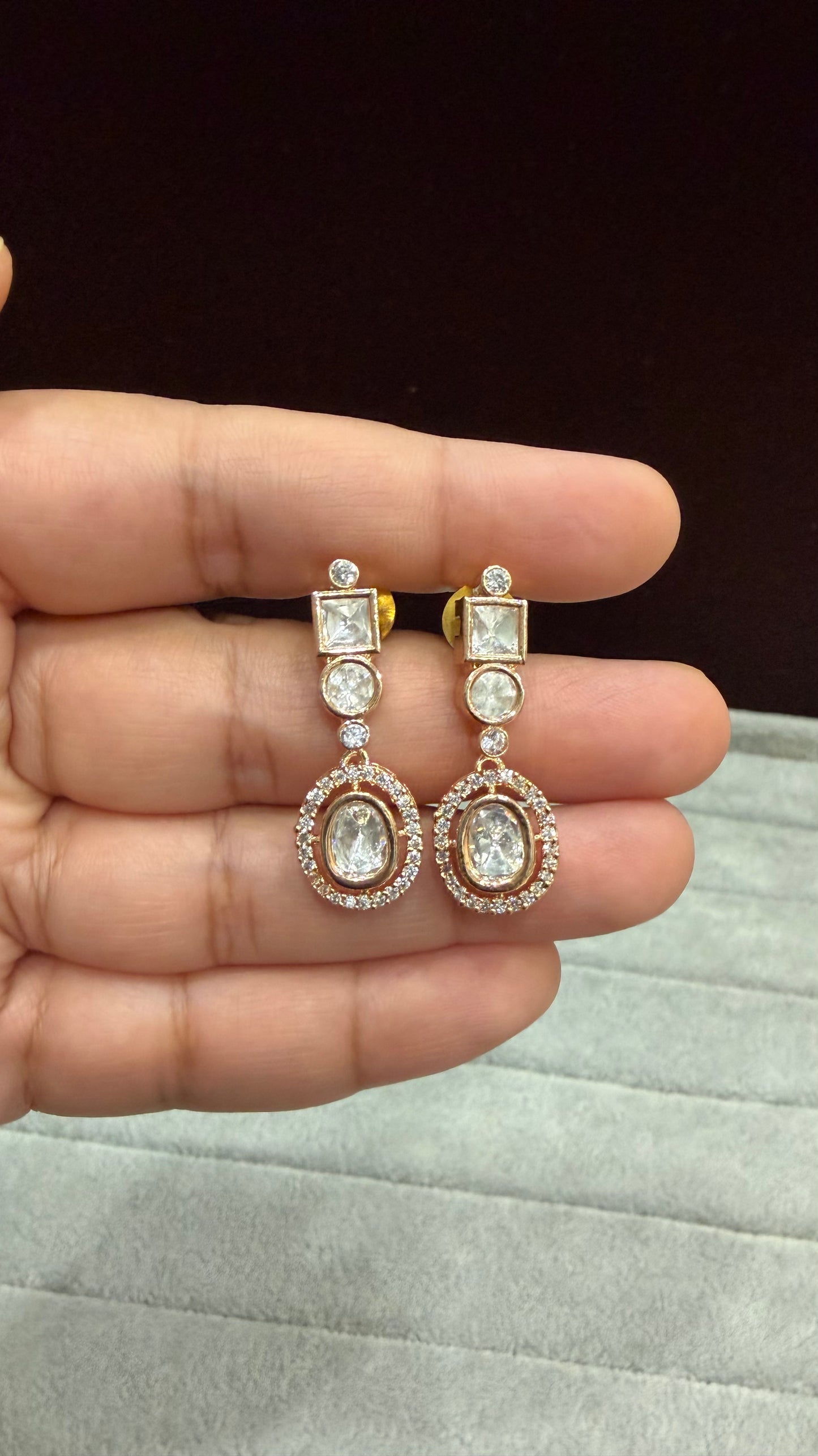 Aarna Rose Gold Moissanite Necklace Set