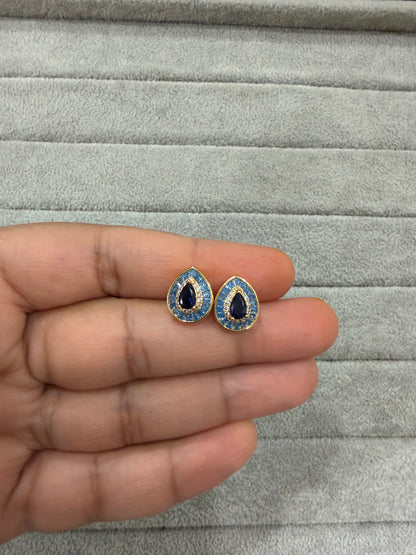 Mishka Sapphire Blue Stud Earrings