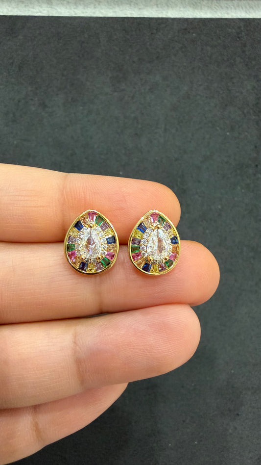 Mishka Navratna Stud Earrings