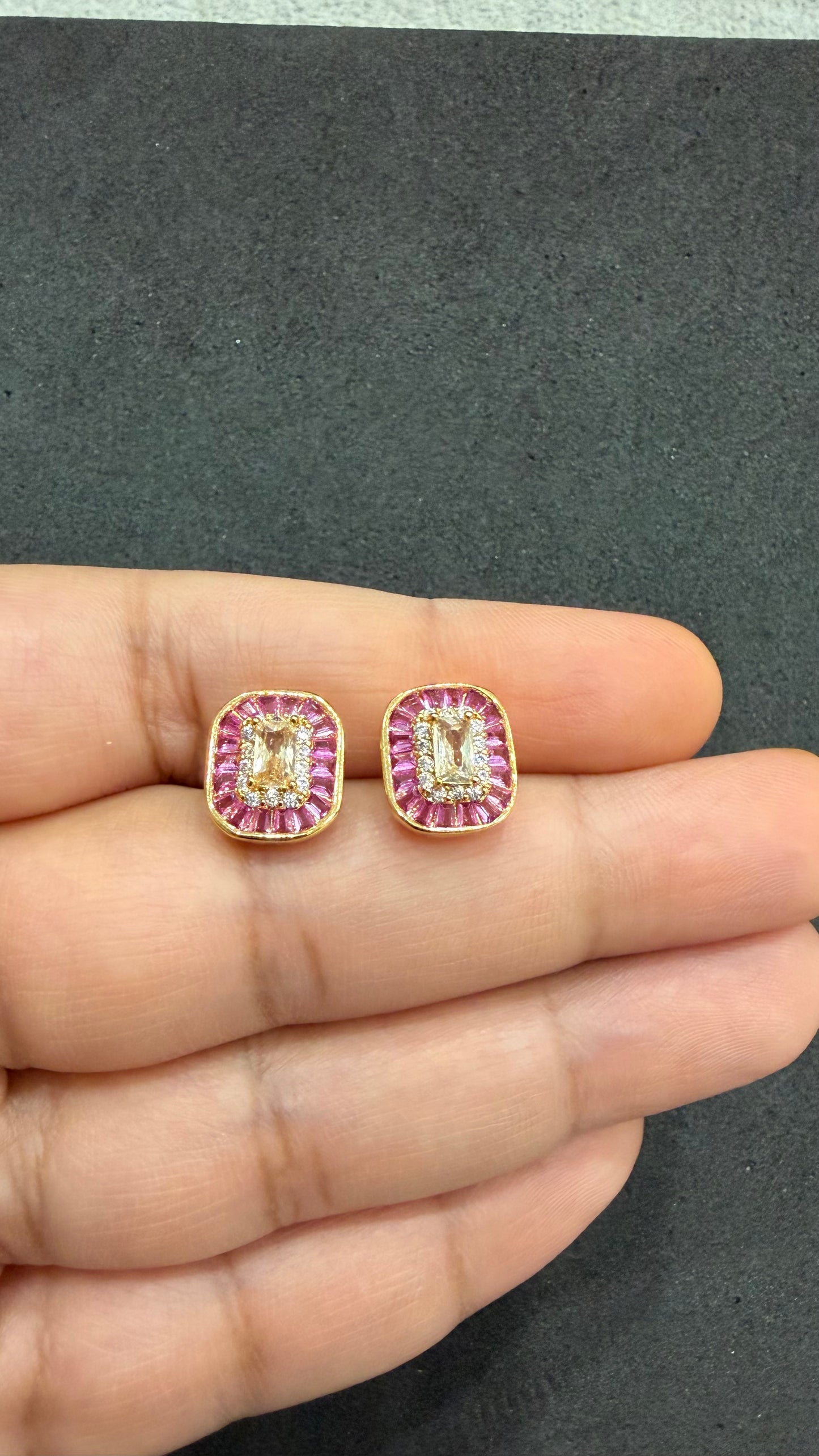 Anika Pink Stud Earrings