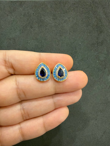 Mishka Sapphire Blue Stud Earrings