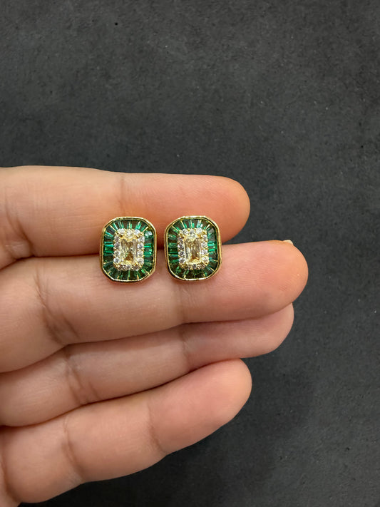 Anika Emerald Green Stud Earrings