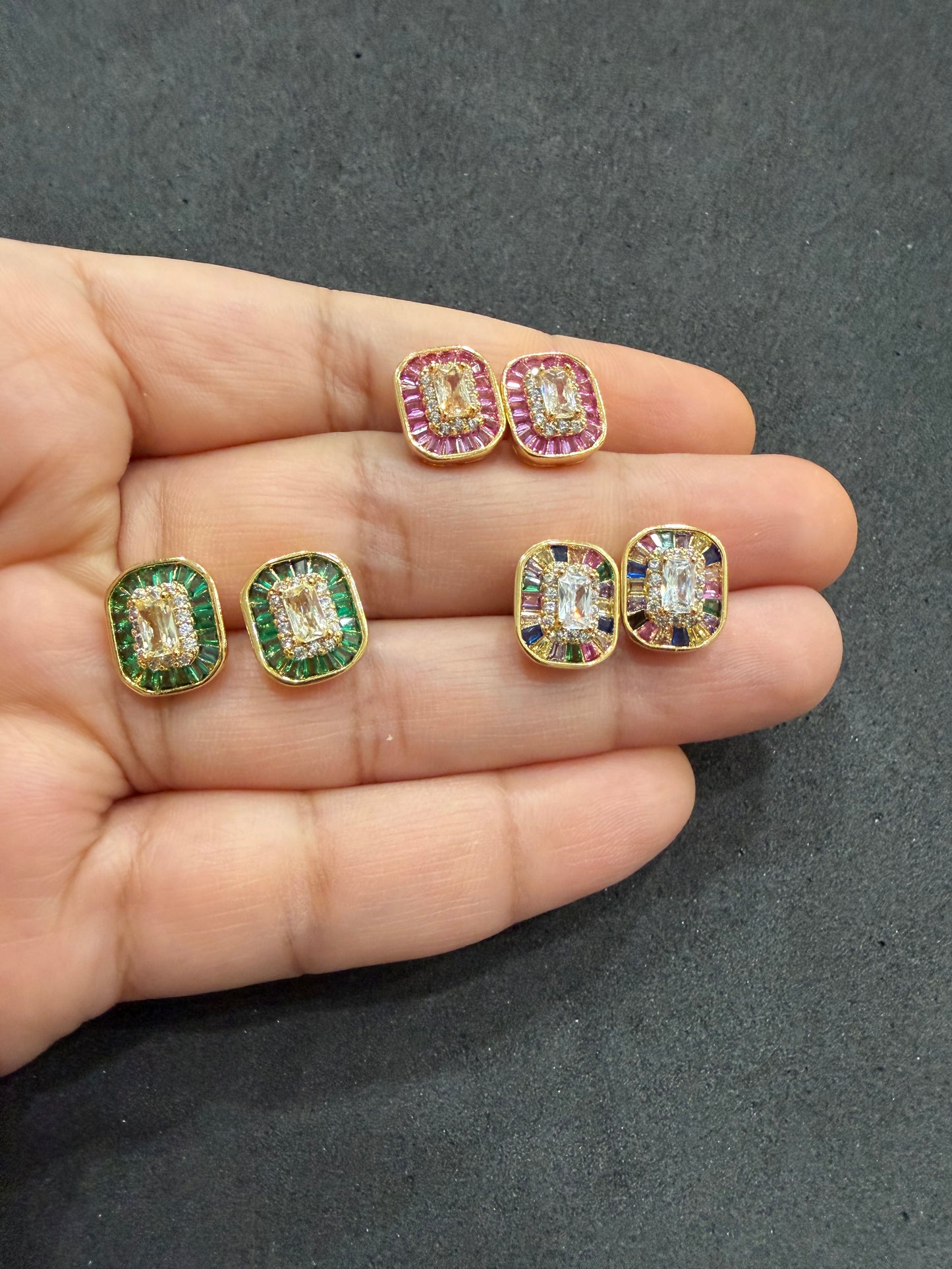 Anika Emerald Green Stud Earrings