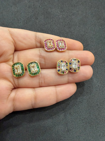 Anika Emerald Green Stud Earrings
