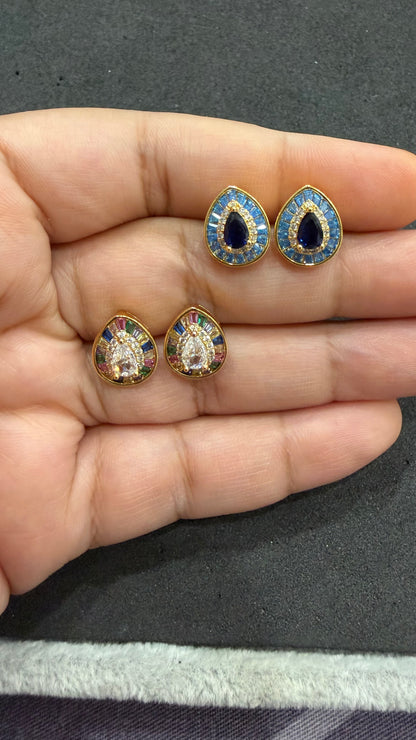 Mishka Sapphire Blue Stud Earrings