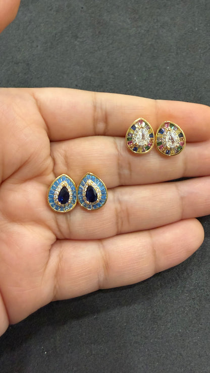 Mishka Navratna Stud Earrings