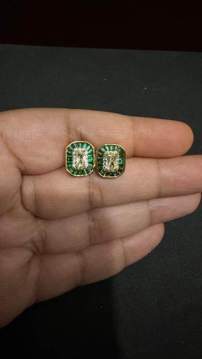 Anika Emerald Green Stud Earrings