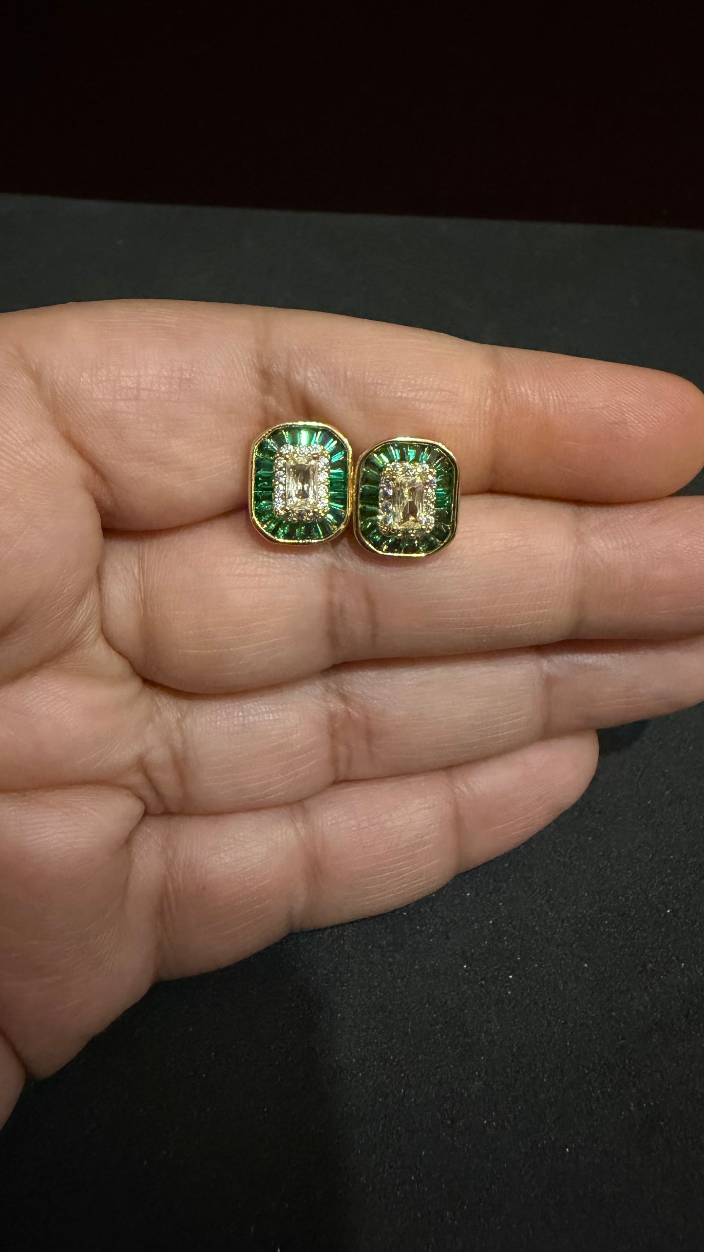 Anika Emerald Green Stud Earrings