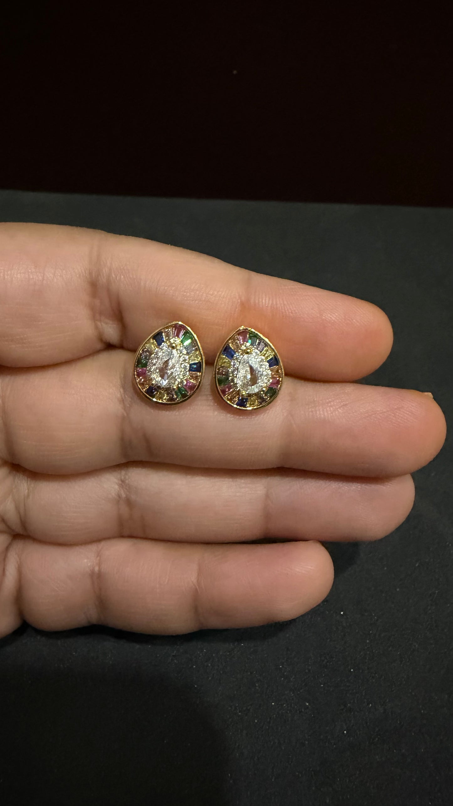 Mishka Navratna Stud Earrings