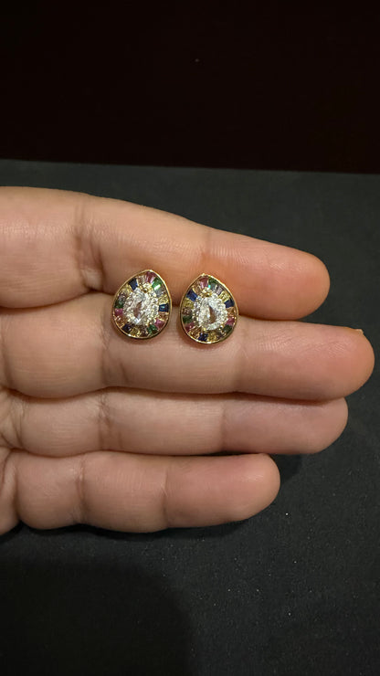 Mishka Navratna Stud Earrings