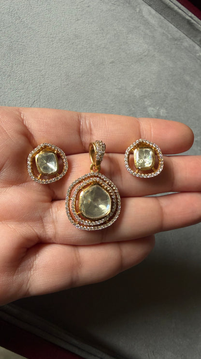 Aarna Rose Gold Moissanite Pendant Set