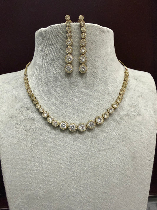 Elina Rose Gold CZ Necklace Set