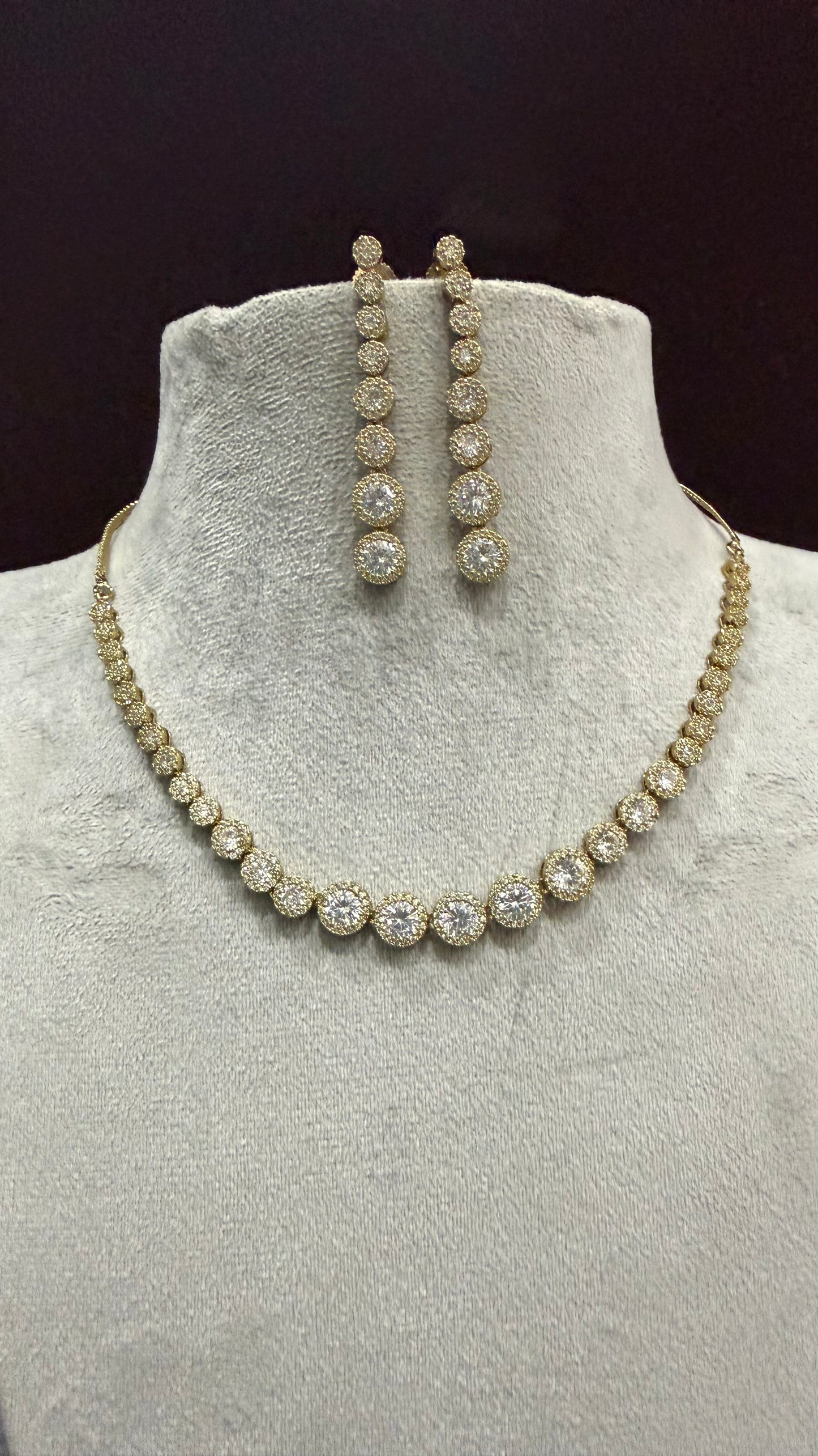 Elina Rose Gold CZ Necklace Set