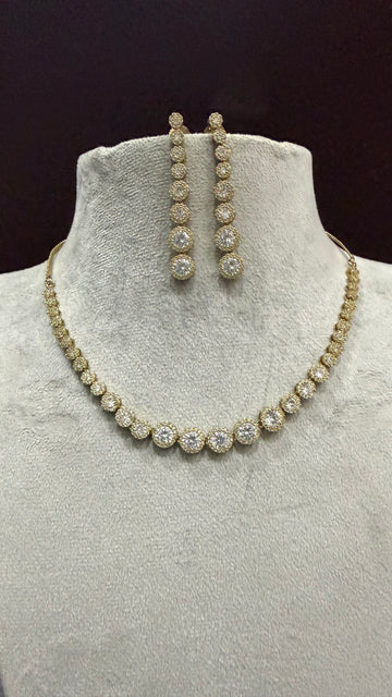 Elina Rose Gold CZ Necklace Set
