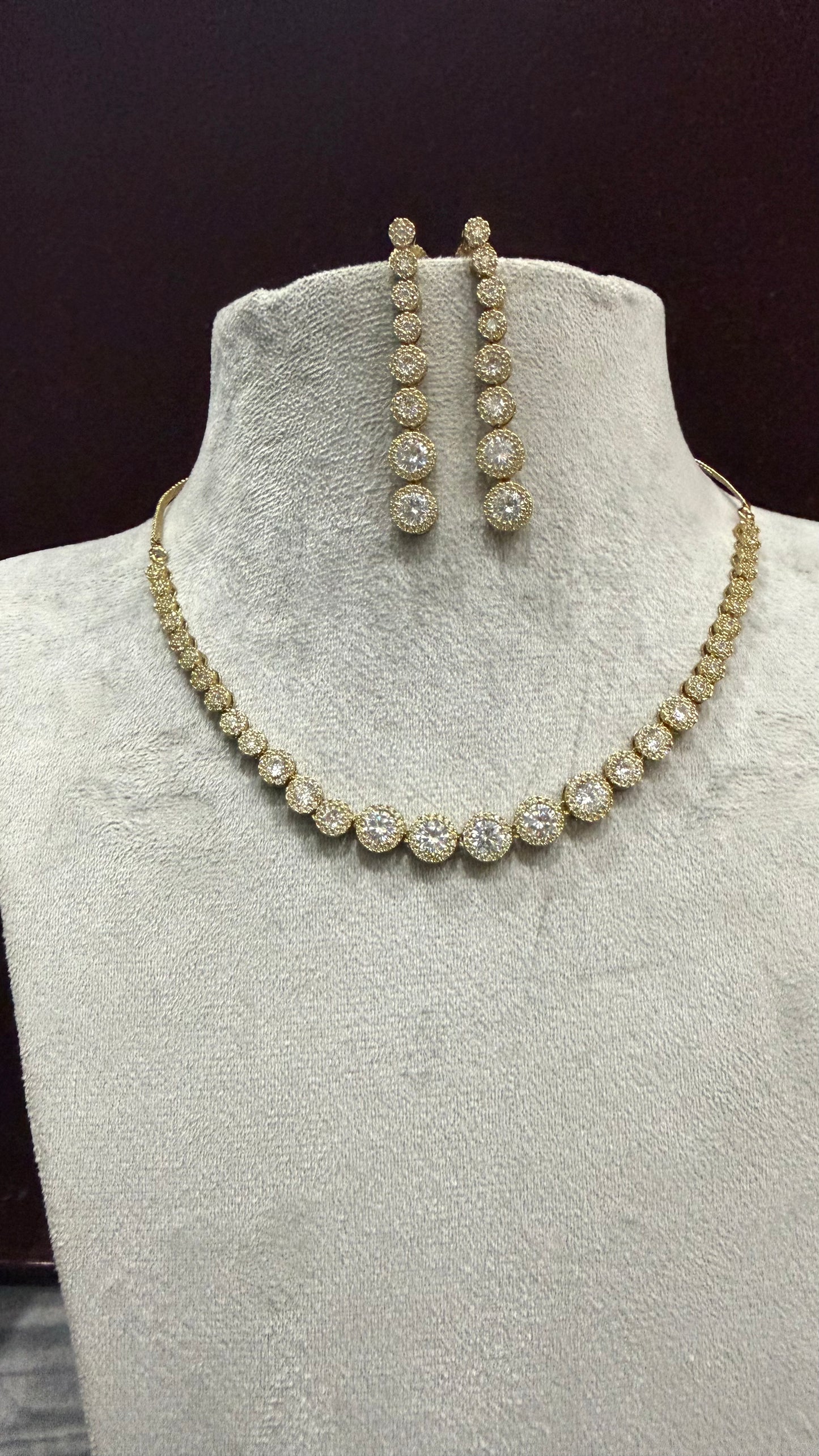 Elina Rose Gold CZ Necklace Set