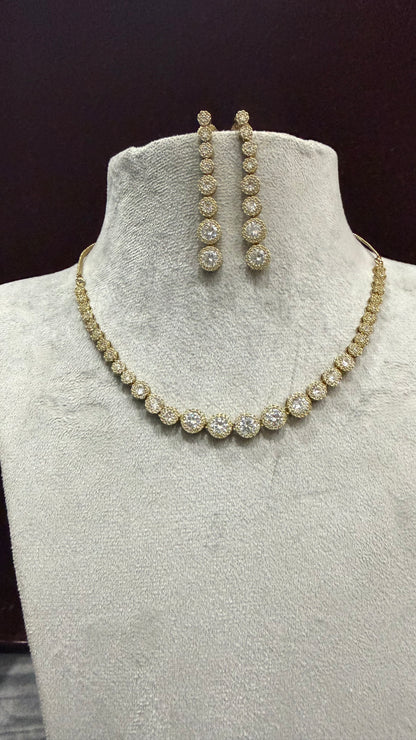 Elina Rose Gold CZ Necklace Set