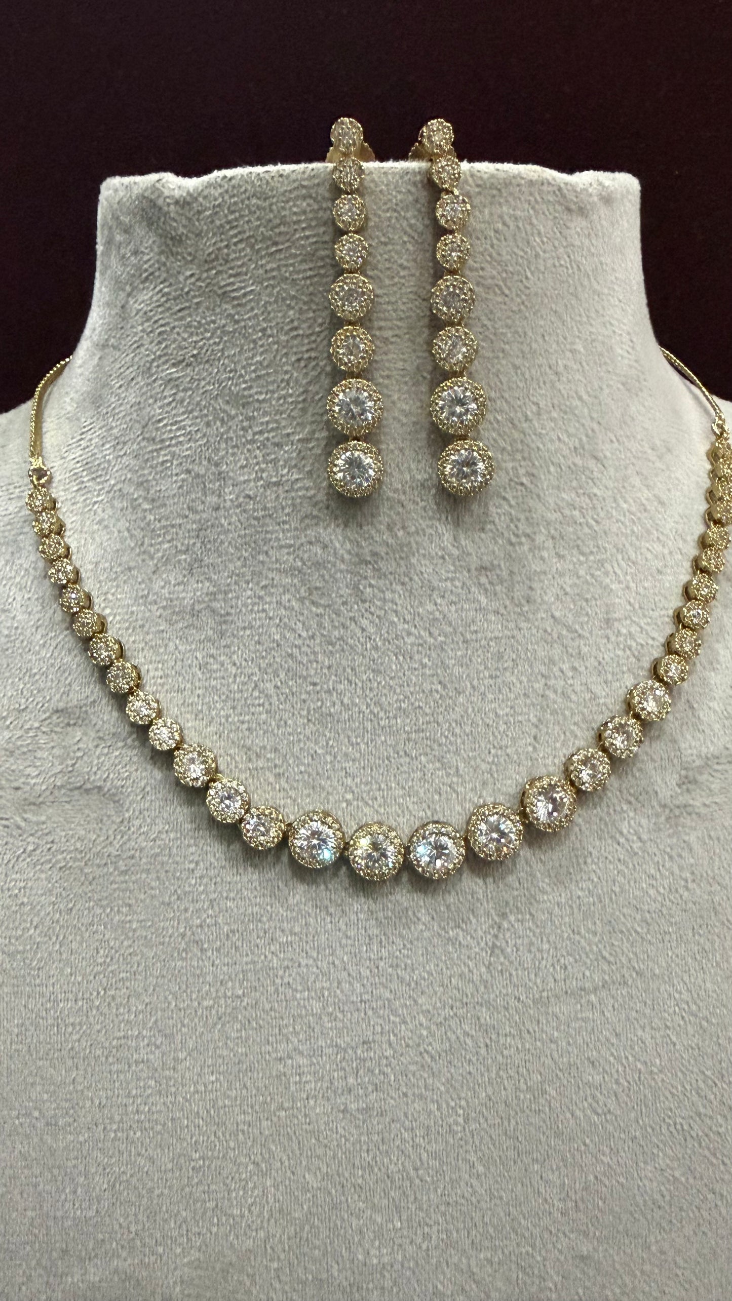 Elina Rose Gold CZ Necklace Set