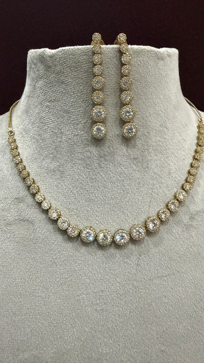 Elina Rose Gold CZ Necklace Set