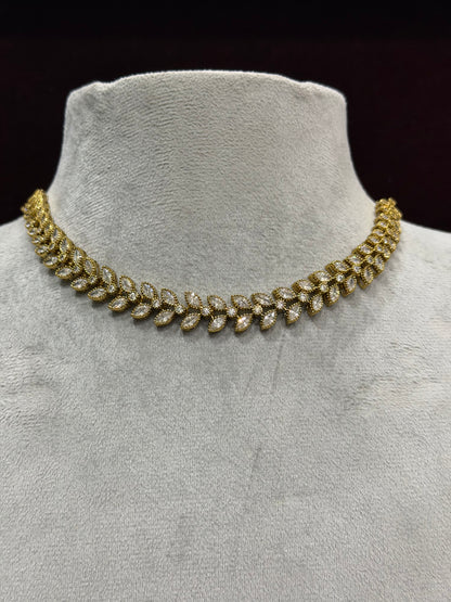 Zariya Gold Finish Leaf Necklace Set