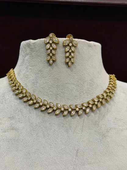 Zariya Gold Finish Leaf Necklace Set