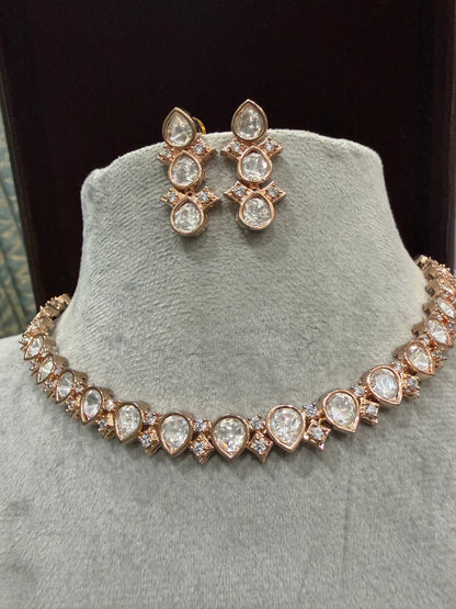 Ayra Rose Gold Moissanite Necklace Set