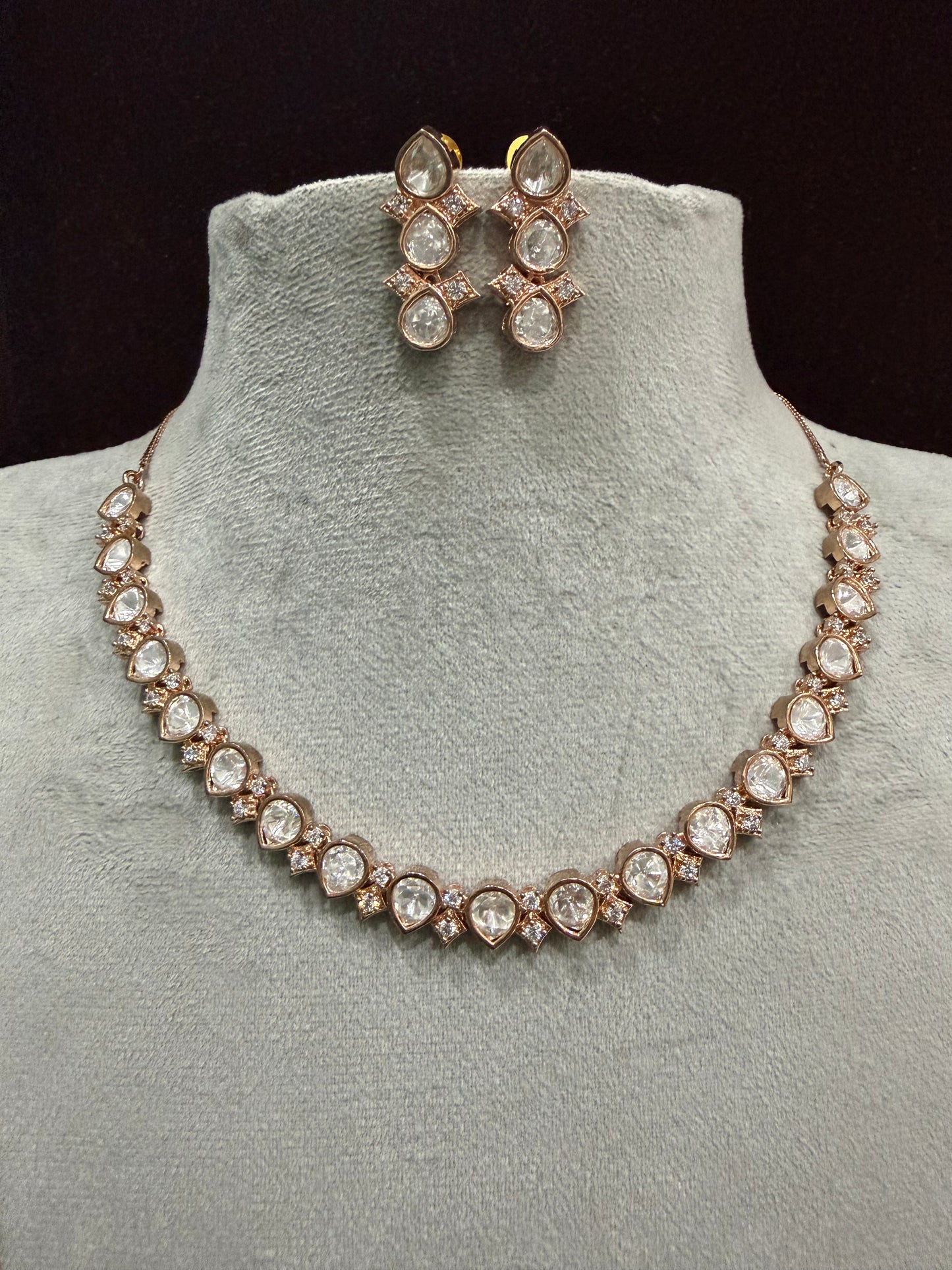 Ayra Rose Gold Moissanite Necklace Set