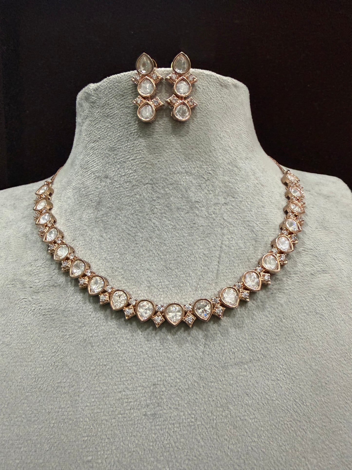 Ayra Rose Gold Moissanite Necklace Set