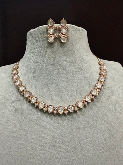 Ayra Rose Gold Moissanite Necklace Set