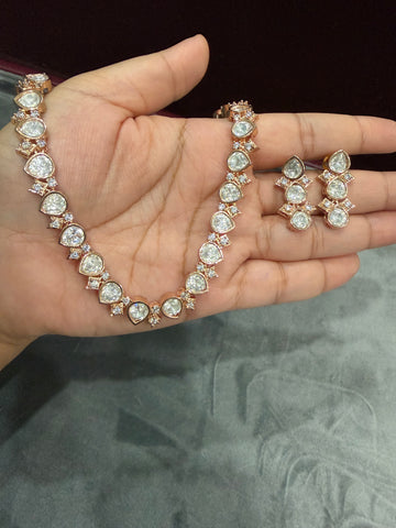 Ayra Rose Gold Moissanite Necklace Set