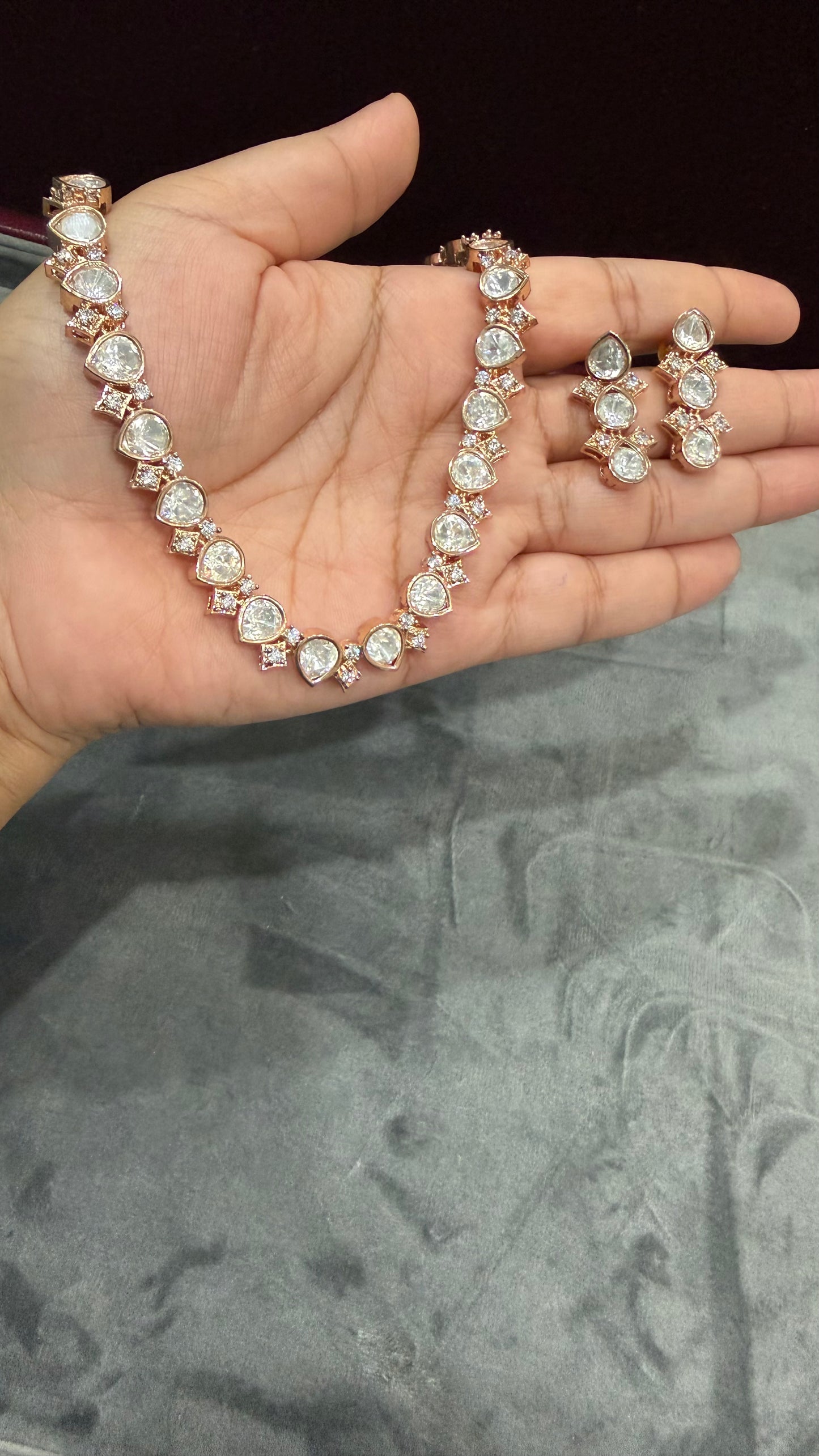Viha Rose Gold Moissanite Necklace Set