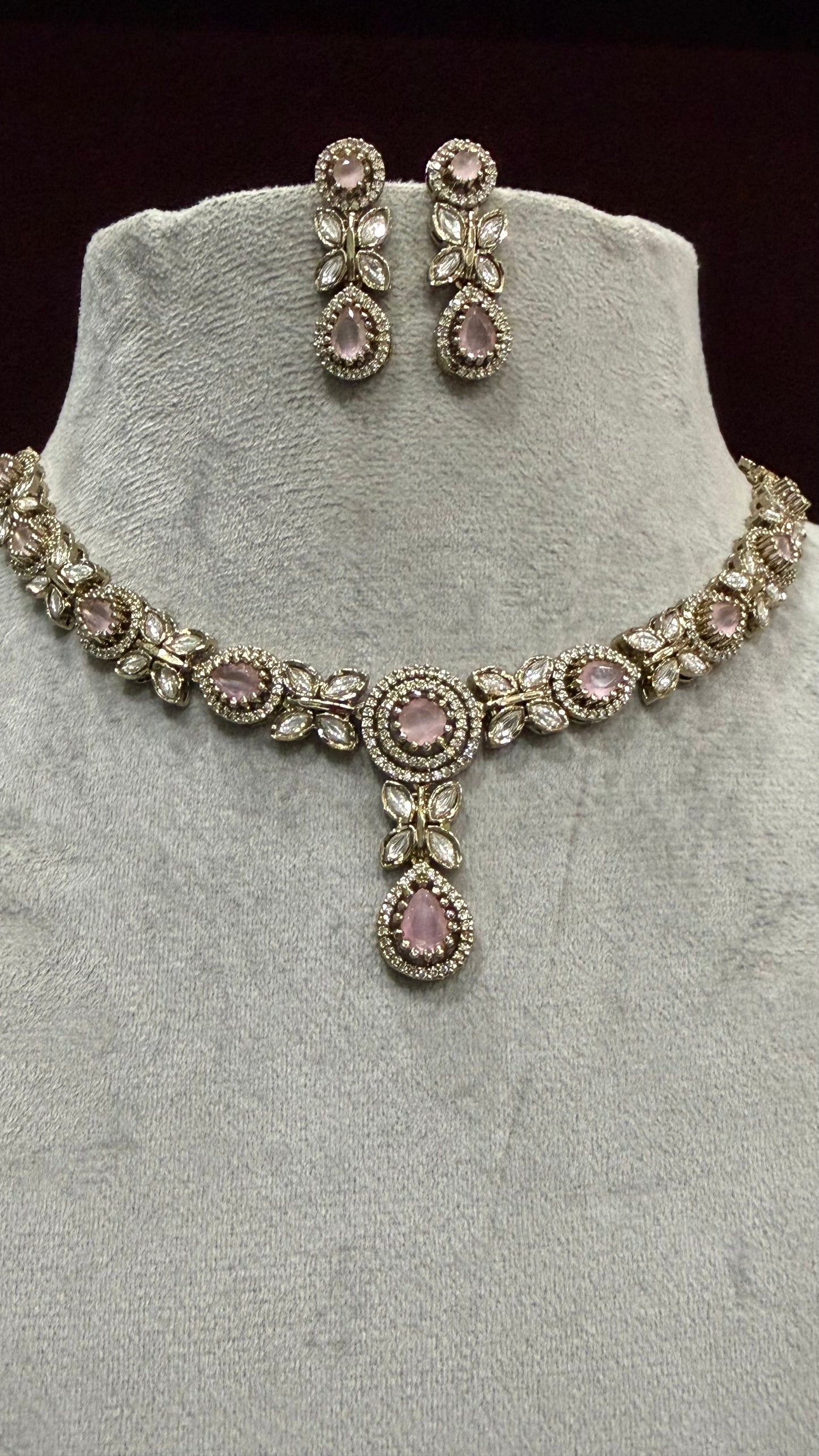 Aarika Blush Pink Moissanite Necklace Set