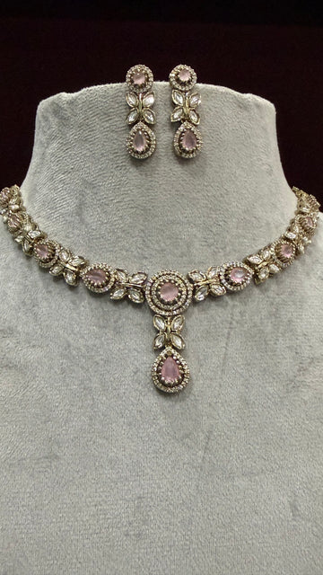 Aarika Blush Pink Moissanite Necklace Set