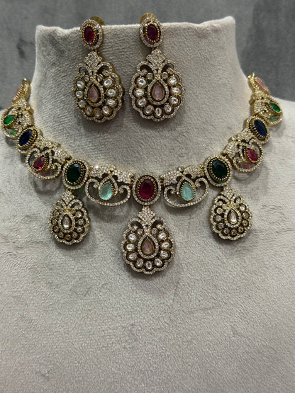 Aaradhya Multicolor Kundan Statement Necklace Set