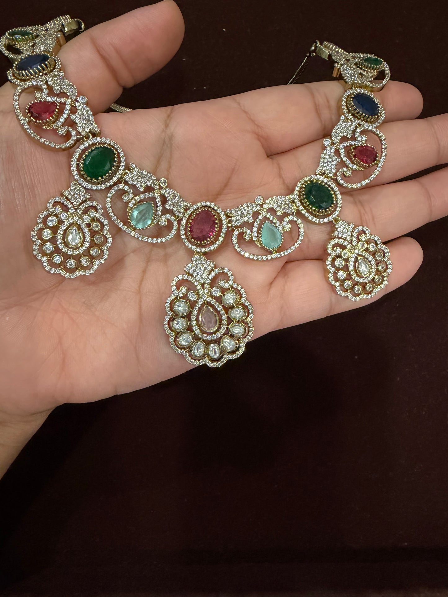 Aaradhya Multicolor Kundan Statement Necklace Set