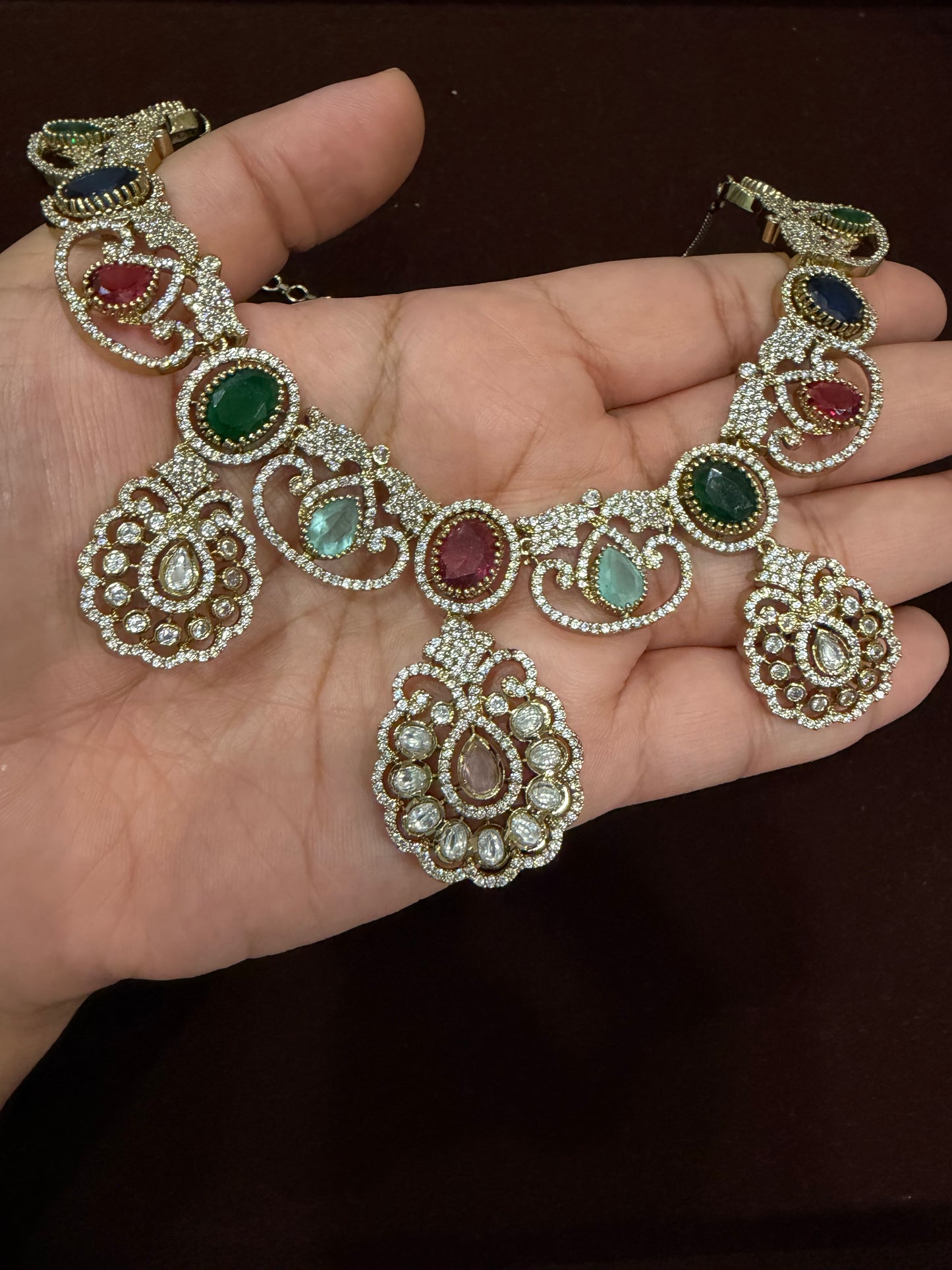 Aaradhya Multicolor Kundan Statement Necklace Set