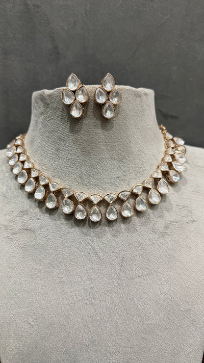Aarika Floral Drop Moissanite Necklace Set