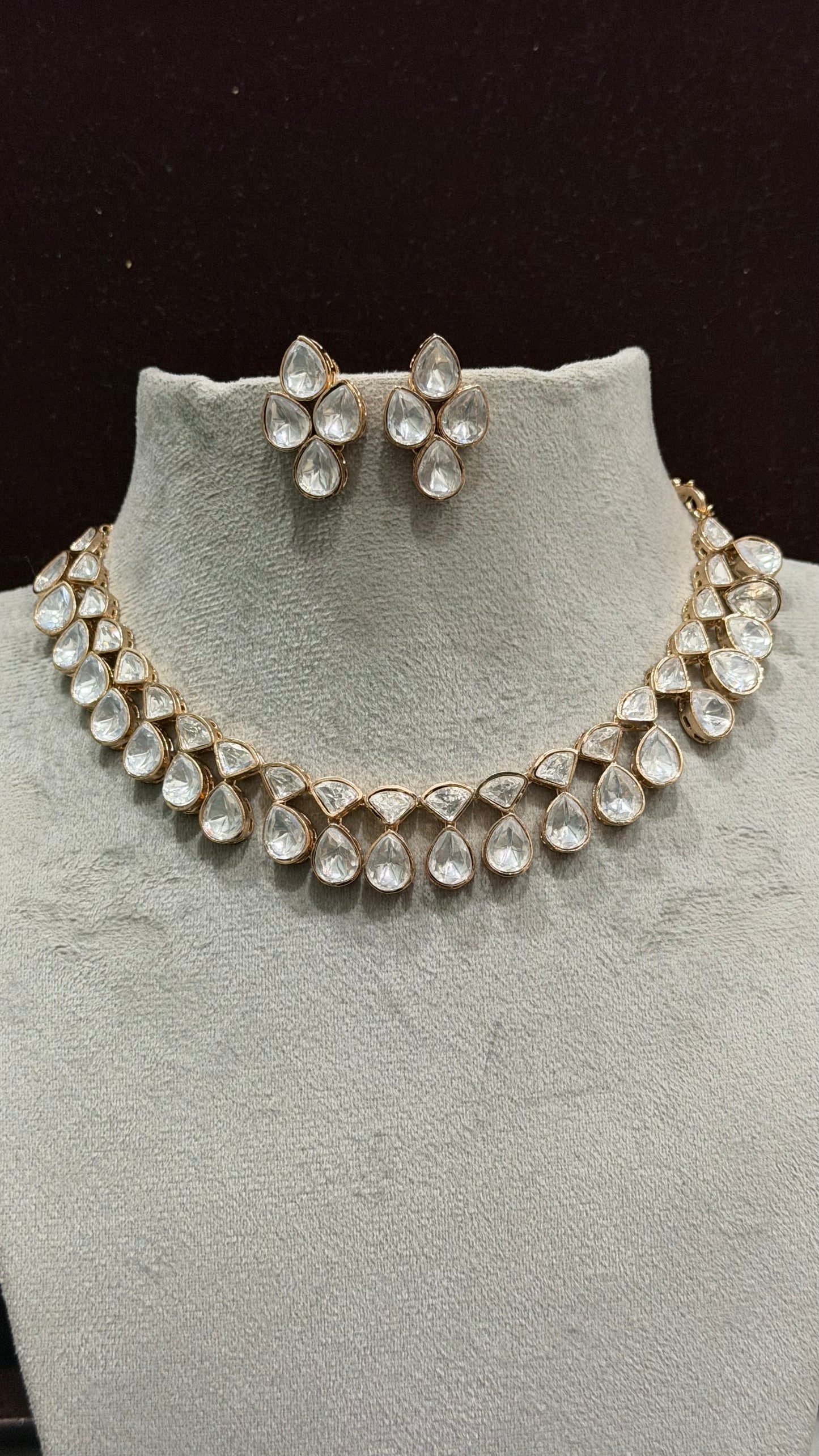 Aarika Floral Drop Moissanite Necklace Set