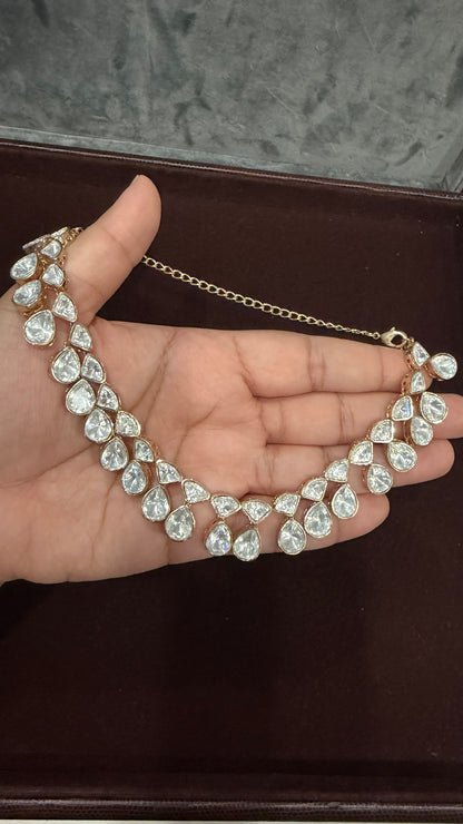 Aarika Floral Drop Moissanite Necklace Set