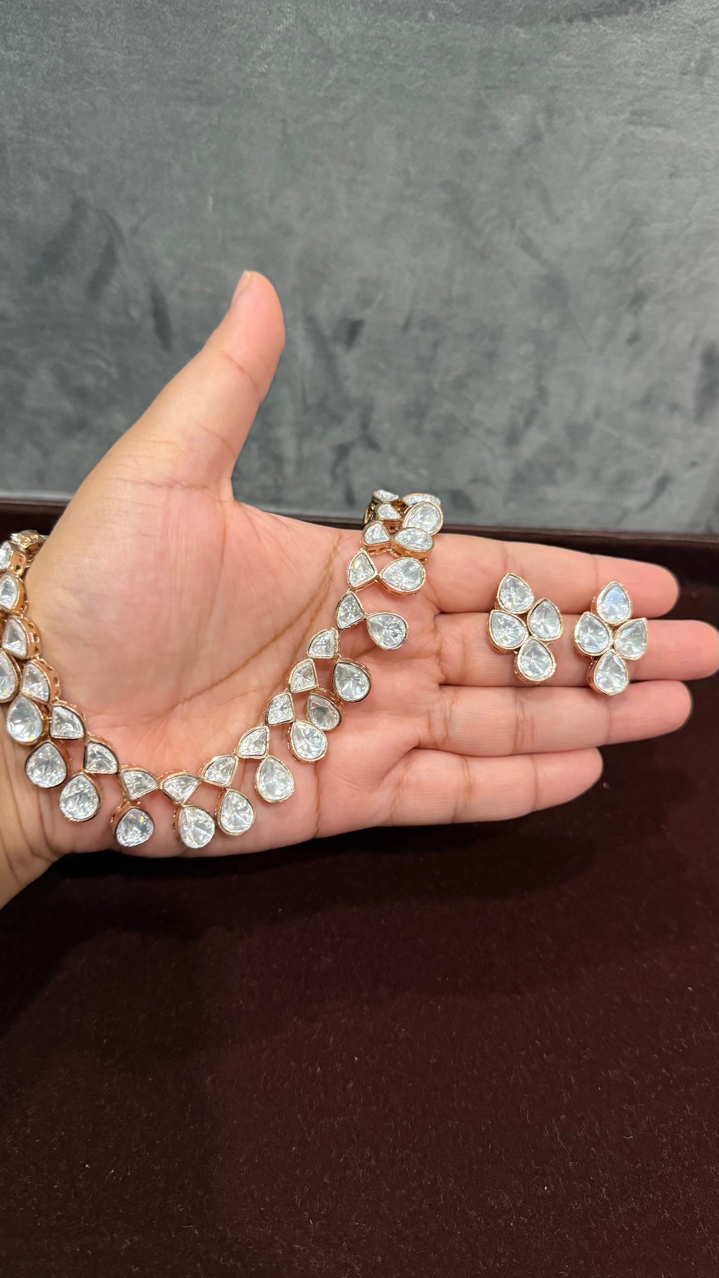 Aarika Floral Drop Moissanite Necklace Set